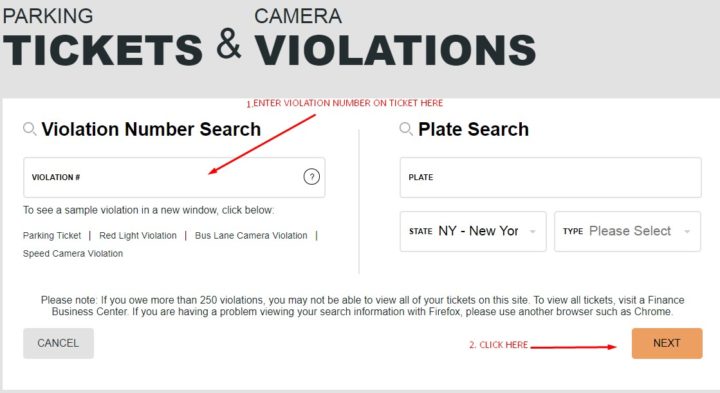 Parking Tickets and Camera Violations page ny.gov