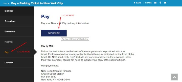 Pay Online Button- Parking Ticket NY