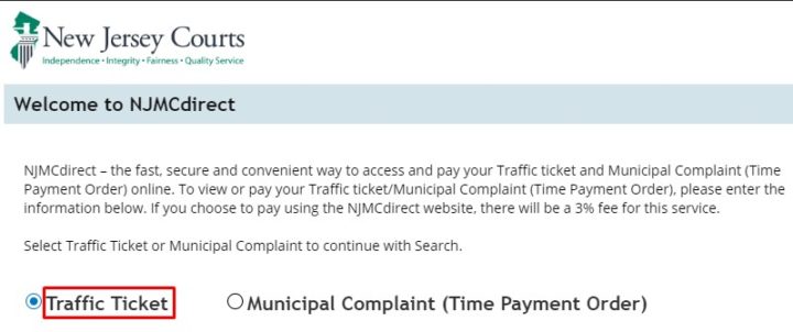 NJMCDIRECT Traffic Ticket Payment